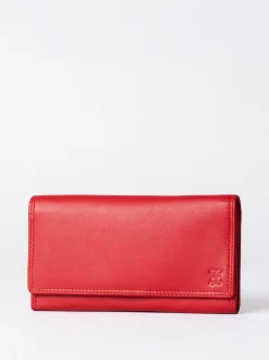 Lakeland Leather Bright Red Large Flapover Purse