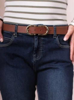 Lakeland Leather Brown Bowness Dual Buckle Suede Belt