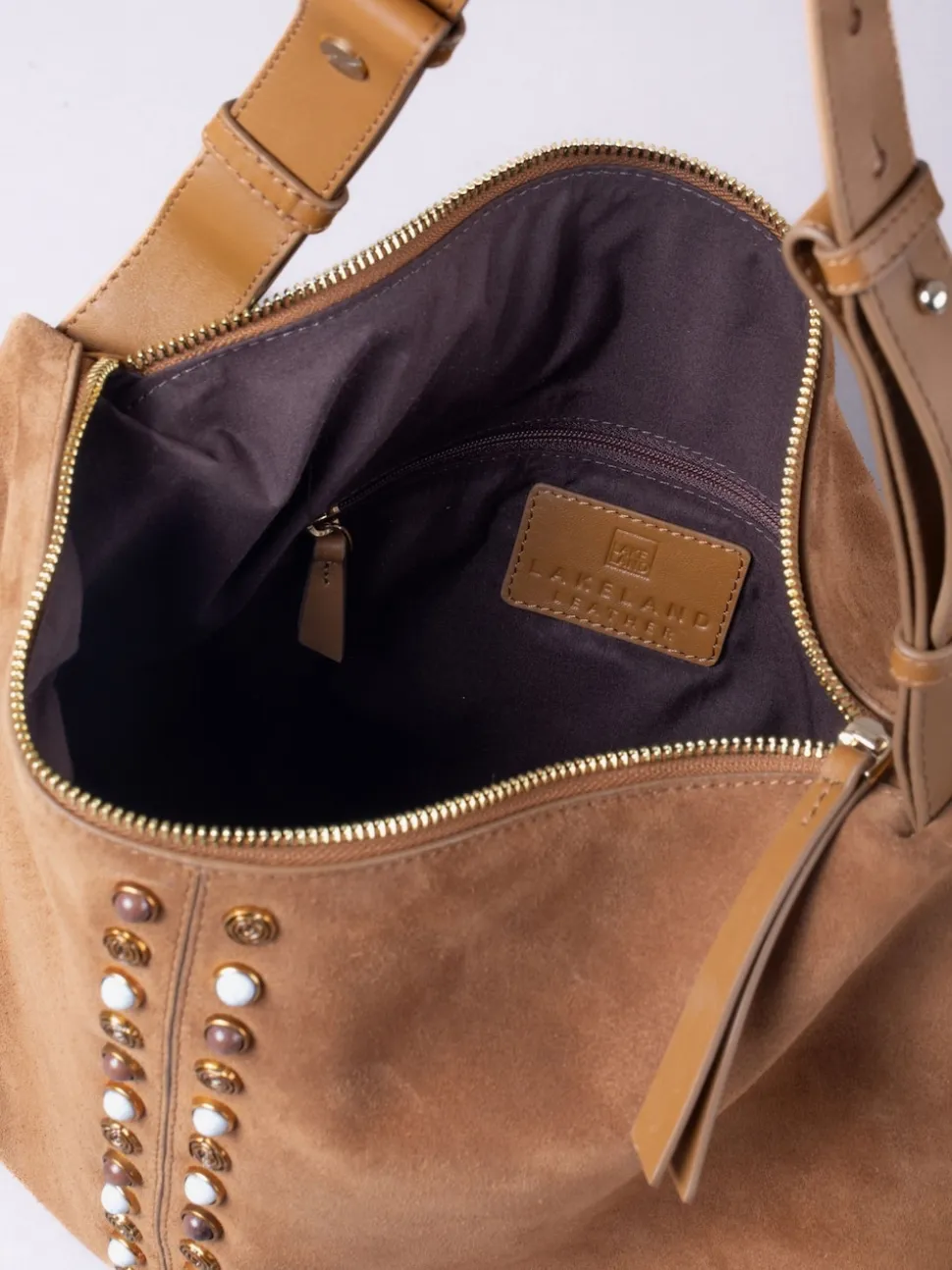 Lakeland Leather Brown Buttermere Suede Hobo Bag
