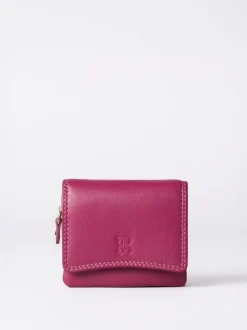 Lakeland Leather Cranberry Small Leather Flapover Purse