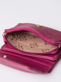 Lakeland Leather Cranberry Small Leather Flapover Purse