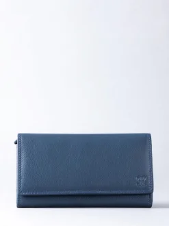 Lakeland Leather Dark Blue Large Flapover Purse