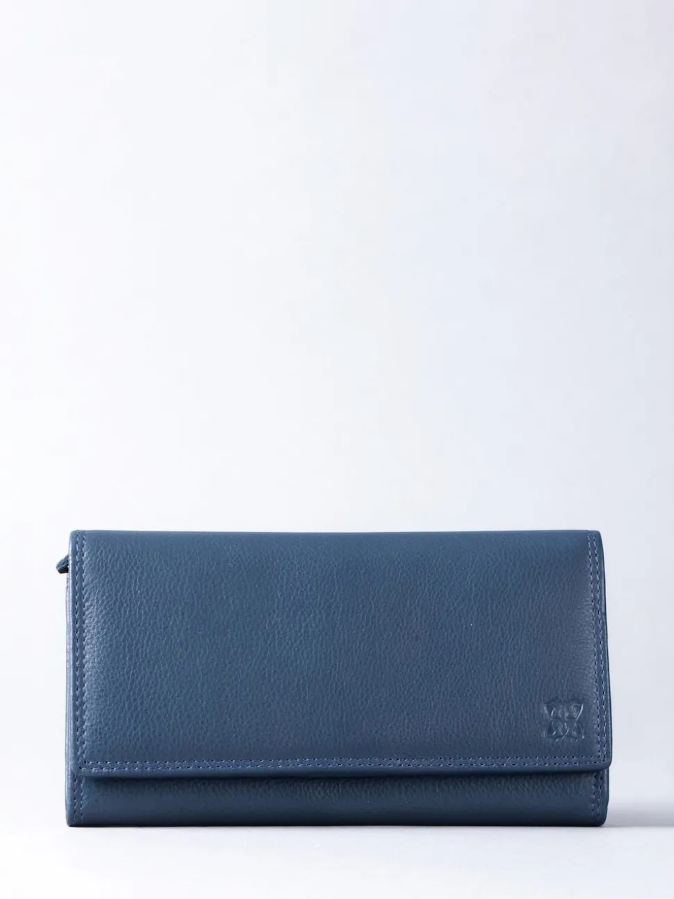 Lakeland Leather Dark Blue Large Flapover Purse