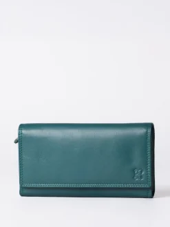 Lakeland Leather Green Haze Large Flapover Purse