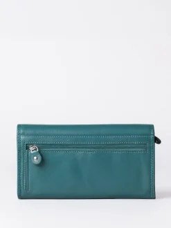 Lakeland Leather Green Haze Large Flapover Purse