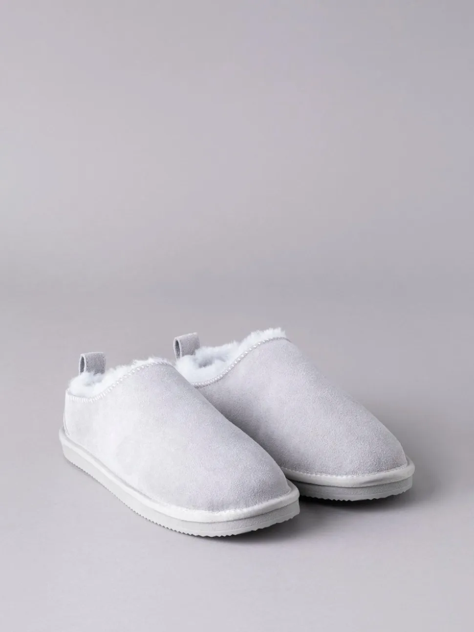 Lakeland Leather Grey Ladies Sheepskin Clog Winter Slippers