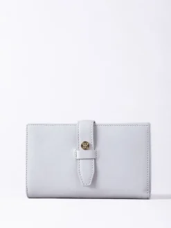 Lakeland Leather Grey Large Icon Stud Tab Purse