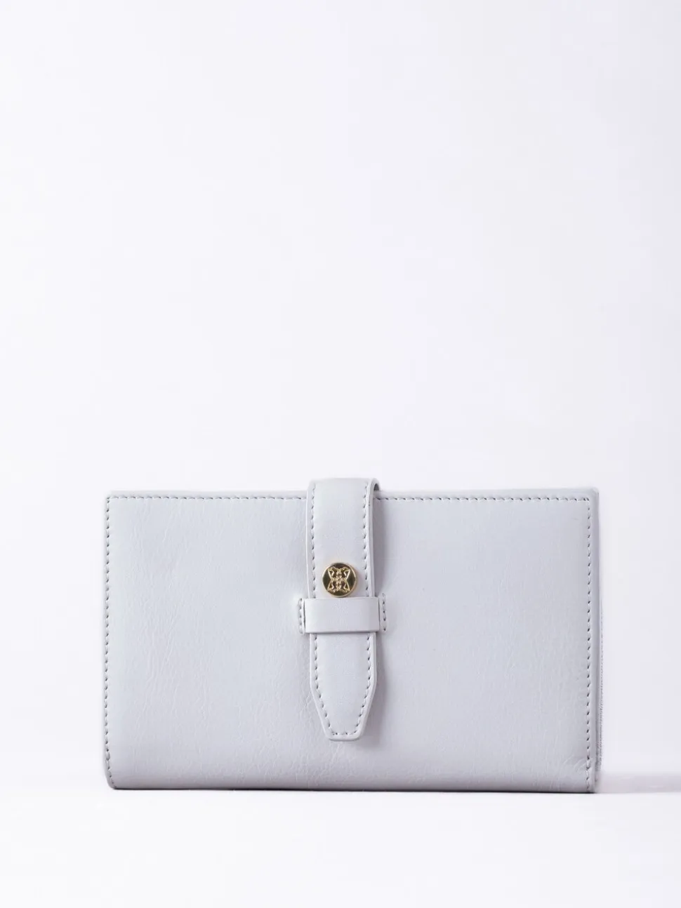 Lakeland Leather Grey Large Icon Stud Tab Purse