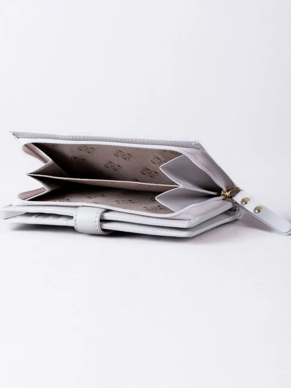 Lakeland Leather Grey Large Icon Stud Tab Purse