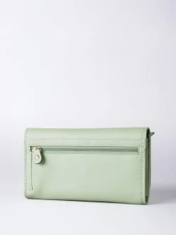 Lakeland Leather Light Green Large Flapover Purse