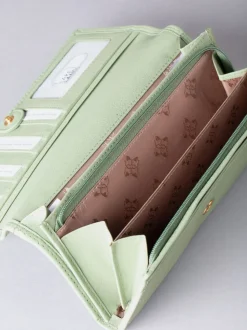 Lakeland Leather Light Green Large Flapover Purse