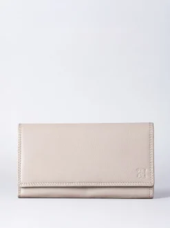 Lakeland Leather Light Grey Large Flapover Purse