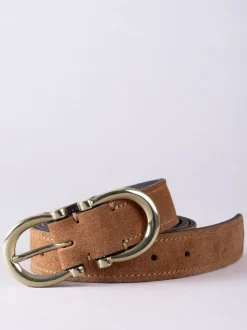 Lakeland Leather Tan Bowness Dual Buckle Suede Belt