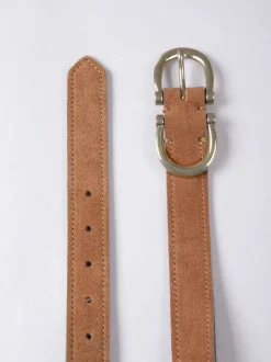 Lakeland Leather Tan Bowness Dual Buckle Suede Belt