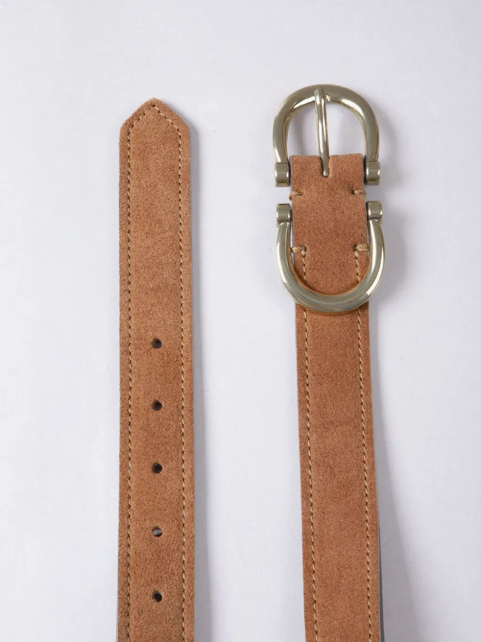 Lakeland Leather Tan Bowness Dual Buckle Suede Belt