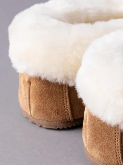 Lakeland Leather Tan Brown Ladies Sheepskin Moccasin Slippers