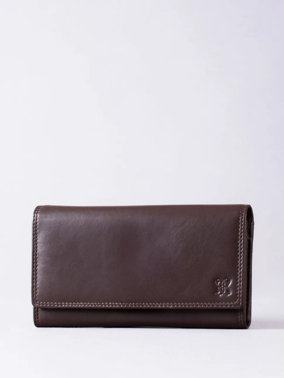 Lakeland Leather Tan Brown Large Flapover Purse