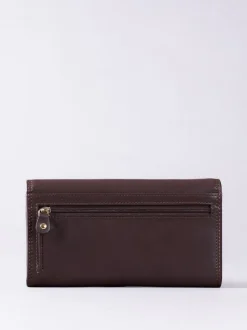 Lakeland Leather Tan Brown Large Flapover Purse