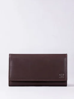 Lakeland Leather Tan Brown Large Flapover Purse
