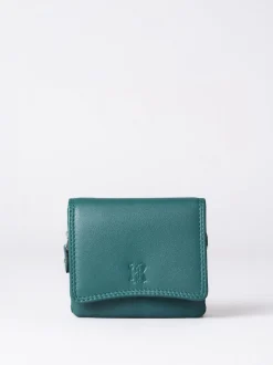 Lakeland Leather Teal Green Small Leather Flapover Purse