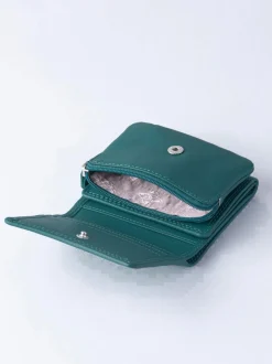 Lakeland Leather Teal Green Small Leather Flapover Purse