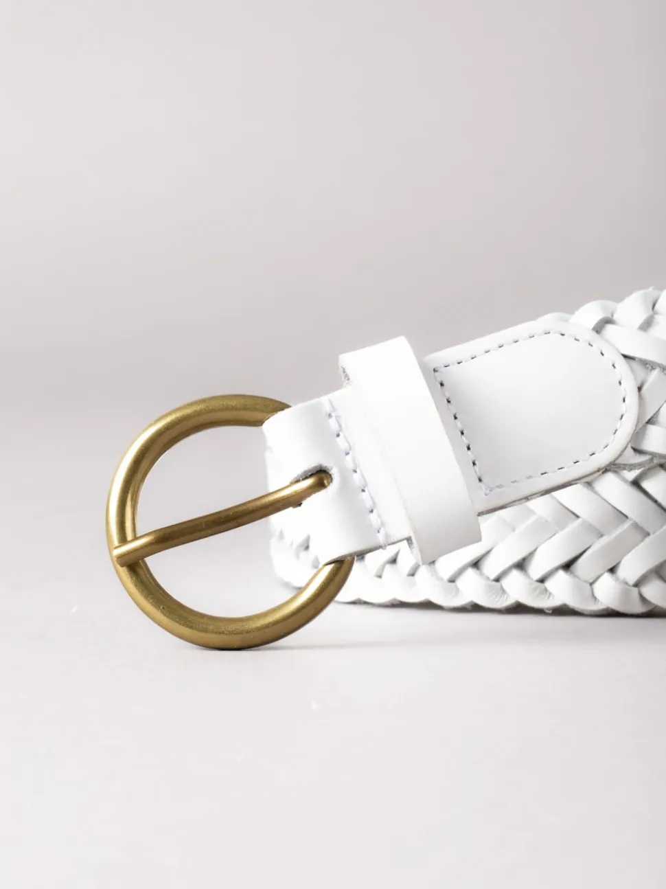 Lakeland Leather White Waverton Woven Belt