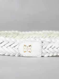 Lakeland Leather White Waverton Woven Belt