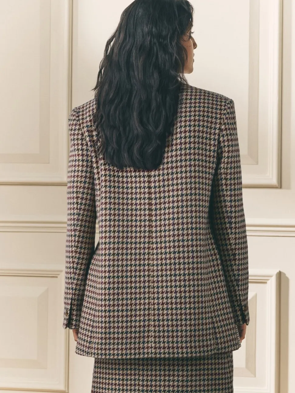 Laura Ashley Brown Heritage Dogtooth Check Blazer with Wool