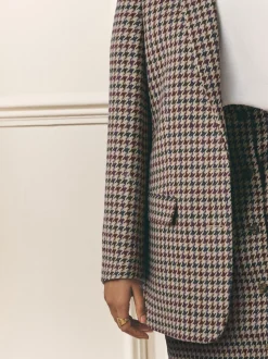 Laura Ashley Brown Heritage Dogtooth Check Blazer with Wool