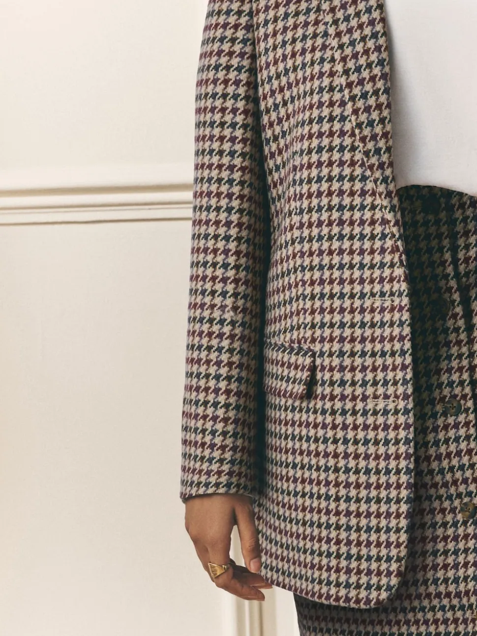 Laura Ashley Brown Heritage Dogtooth Check Blazer with Wool