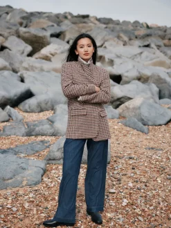 Laura Ashley Brown Heritage Dogtooth Check Blazer with Wool
