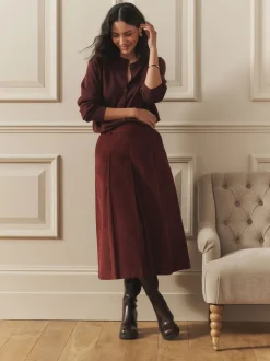 Laura Ashley Burgundy Red Maxi Cord Skirt