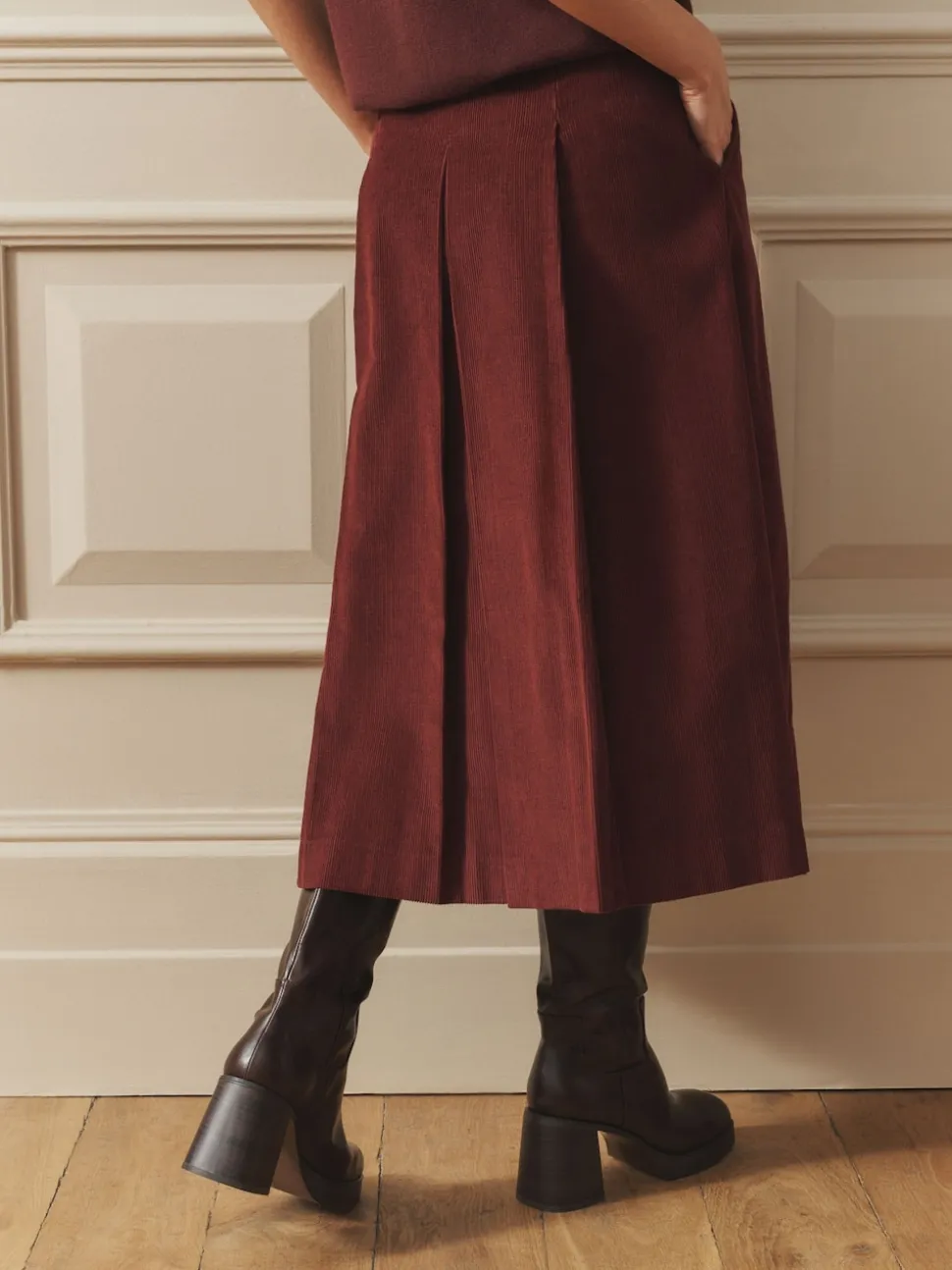 Laura Ashley Burgundy Red Maxi Cord Skirt