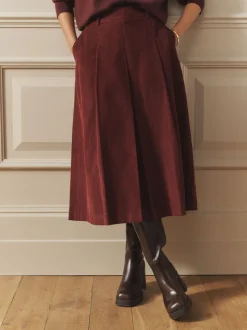 Laura Ashley Burgundy Red Maxi Cord Skirt