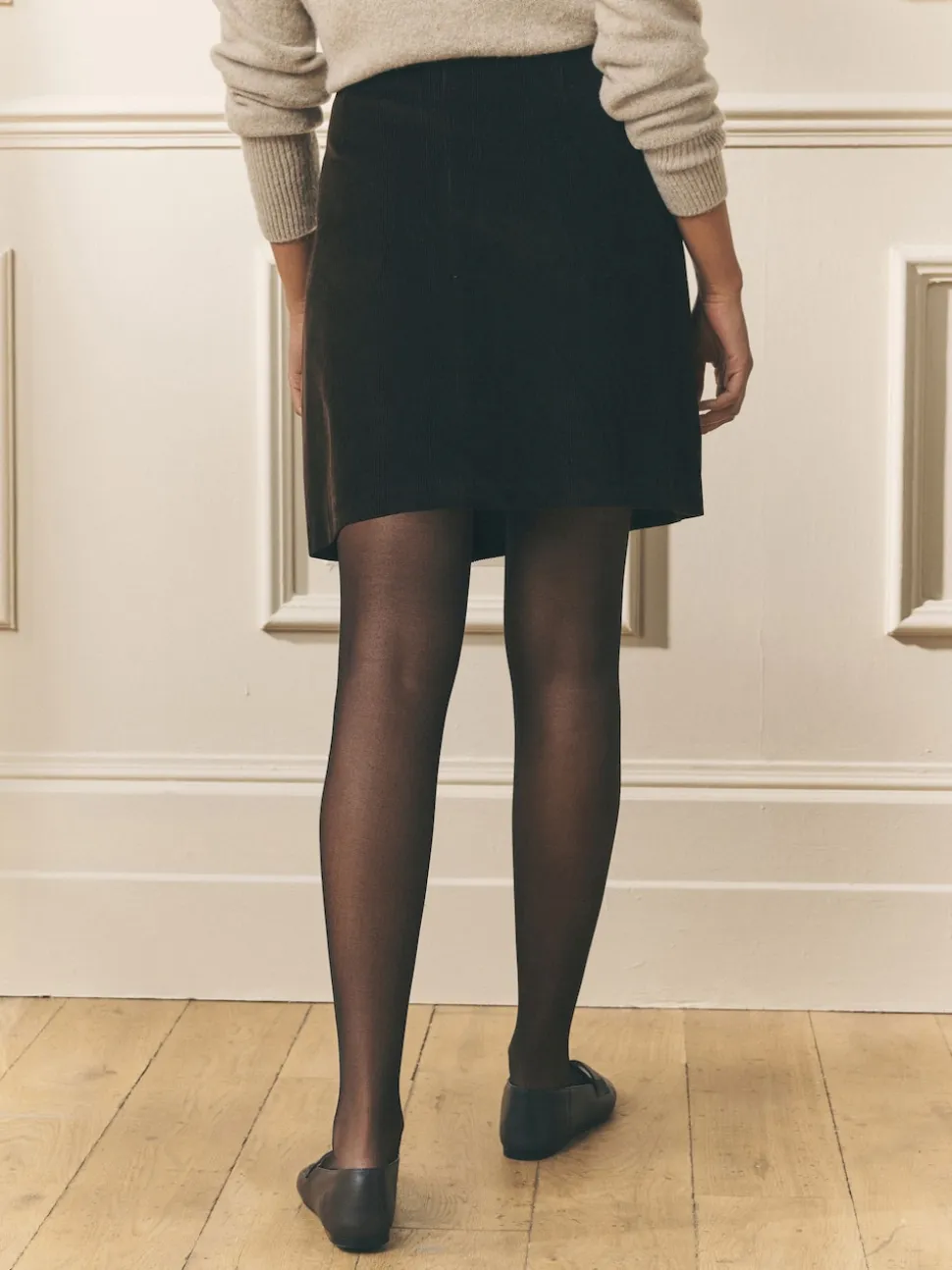 Laura Ashley Chocolate Brown Dogtooth Check Mini Skirt with Wool