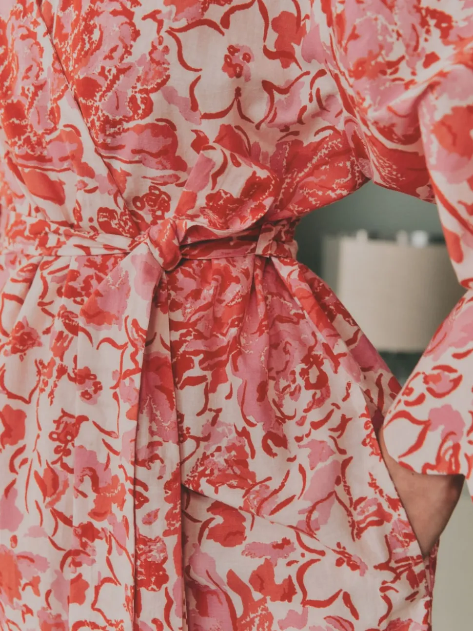Laura Ashley Pink Peony Cotton Scalloped Woven Robe