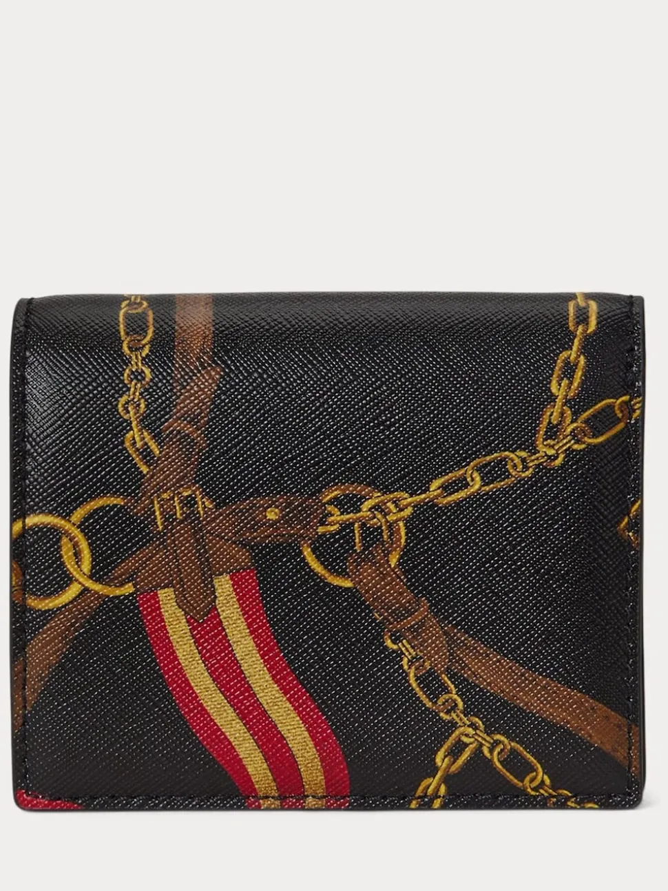 Lauren Ralph Lauren Belting/Blk Belting-Print Leather Compact Wallet