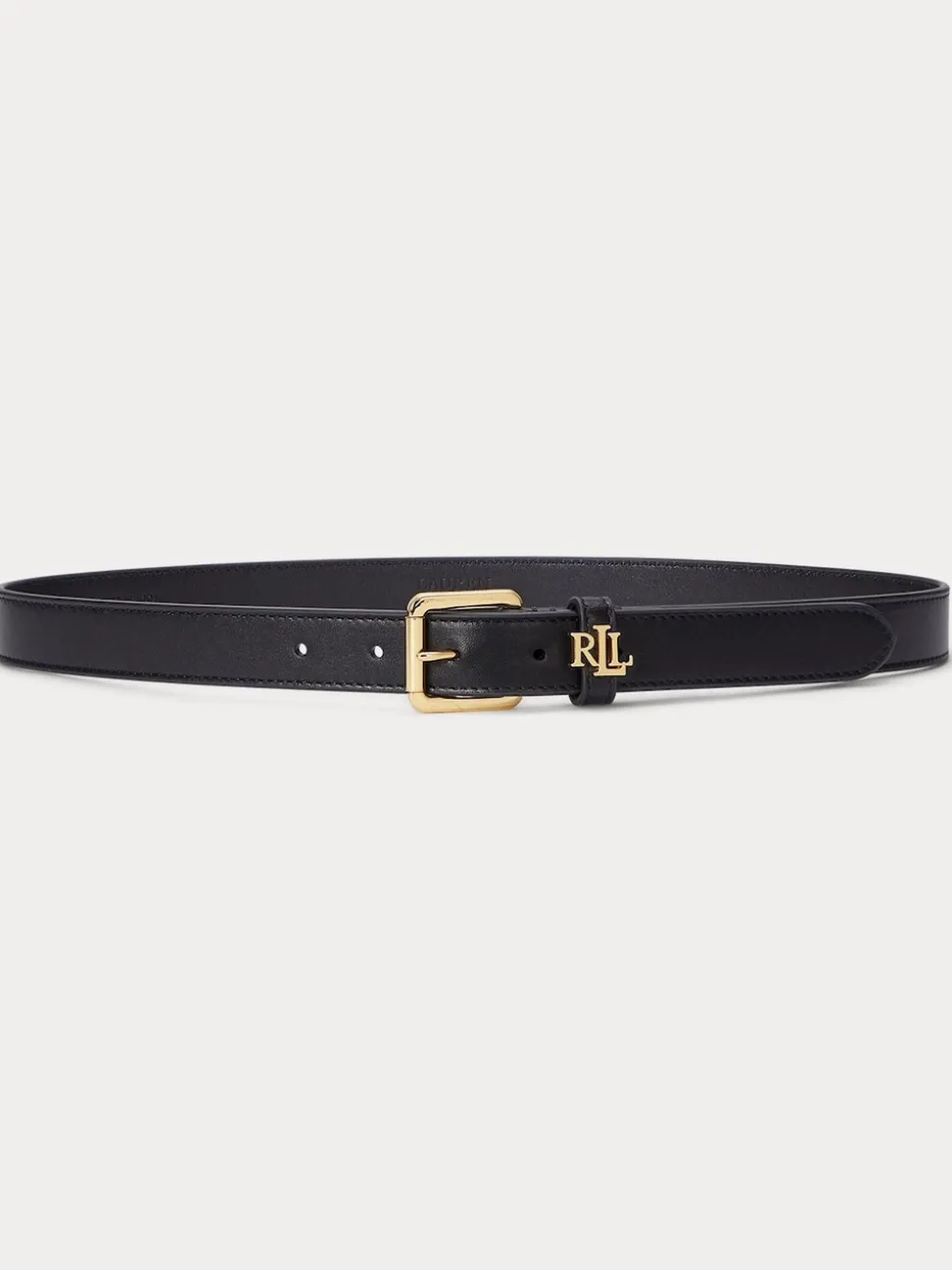 Lauren Ralph Lauren Black 2.5cm Logo Reversible Pebbled Leather Belt