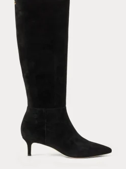 Lauren Ralph Lauren Black Mckay Suede Tall Boot Heels