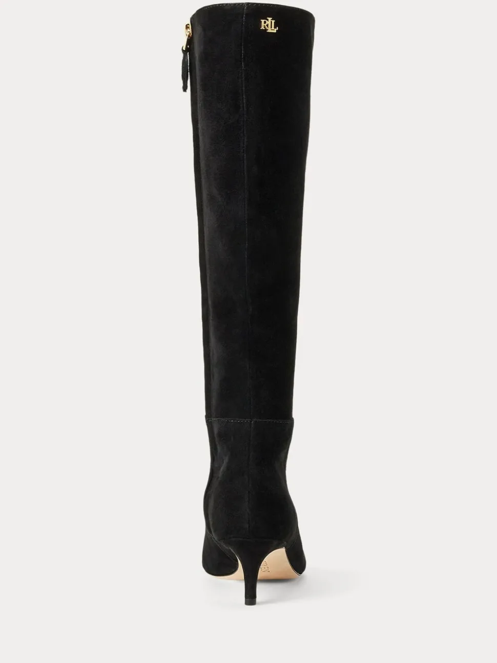 Lauren Ralph Lauren Black Mckay Suede Tall Boot Heels