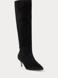 Lauren Ralph Lauren Black Mckay Suede Tall Boot Heels