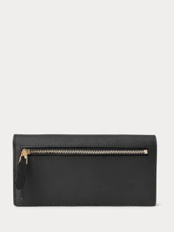 Lauren Ralph Lauren Black Crosshatch Leather Slim Wallet