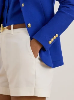 Lauren Ralph Lauren Blue Anfisa Crest Logo Blazer Jacket