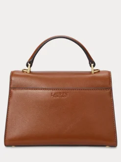 Lauren Ralph Lauren Brown Farrah Top Handle Leather Satchel Bag