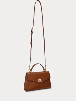 Lauren Ralph Lauren Brown Farrah Top Handle Leather Satchel Bag