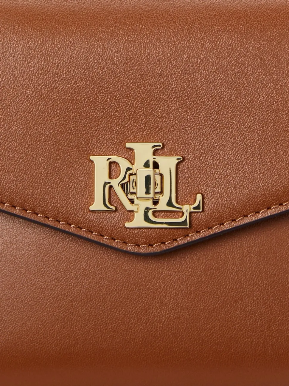 Lauren Ralph Lauren Brown Farrah Top Handle Leather Satchel Bag