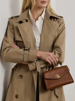 Lauren Ralph Lauren Brown Farrah Top Handle Leather Satchel Bag