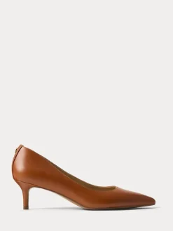 Lauren Ralph Lauren Brown Adrienne Leather Kitten Court Heels