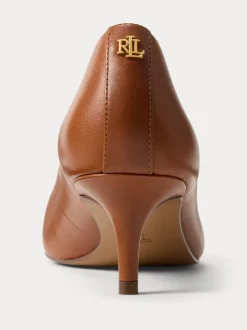 Lauren Ralph Lauren Brown Adrienne Leather Kitten Court Heels