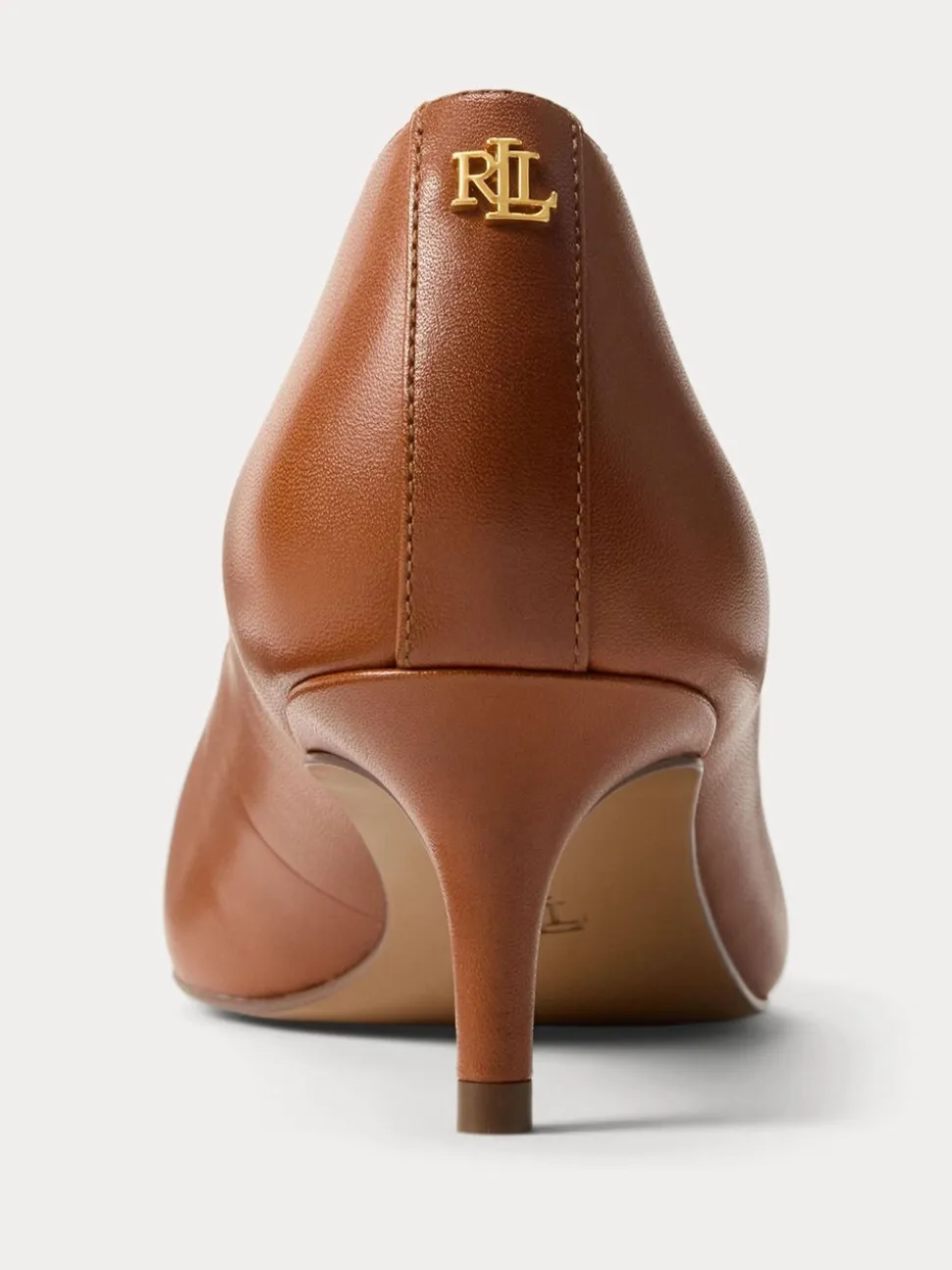 Lauren Ralph Lauren Brown Adrienne Leather Kitten Court Heels
